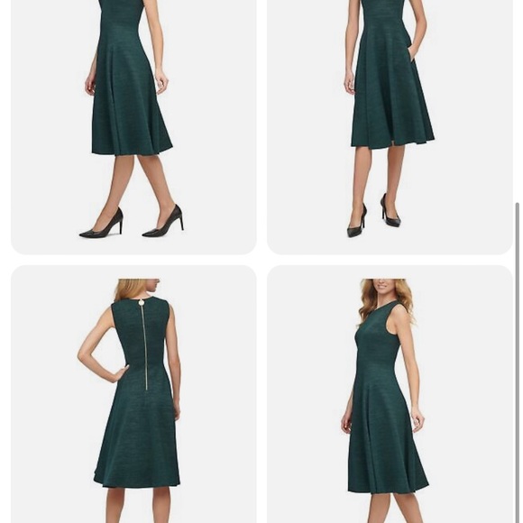 NWT Calvin Klein Green Glitter A-line Dress - Picture 3 of 3